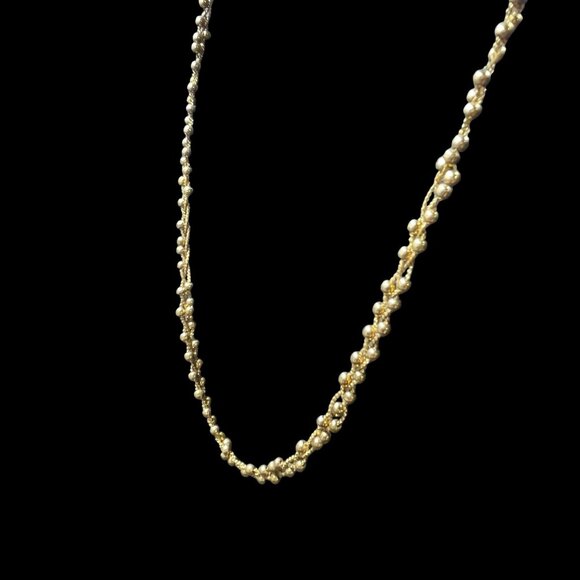 Act II Vintage Gold Tone Beaded Rope Chain Necklace Statement Retro Jewelry 24" - Picture 5 of 7